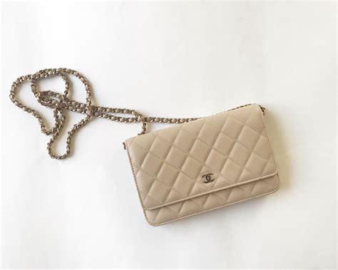 chanel beige wallet on chain.